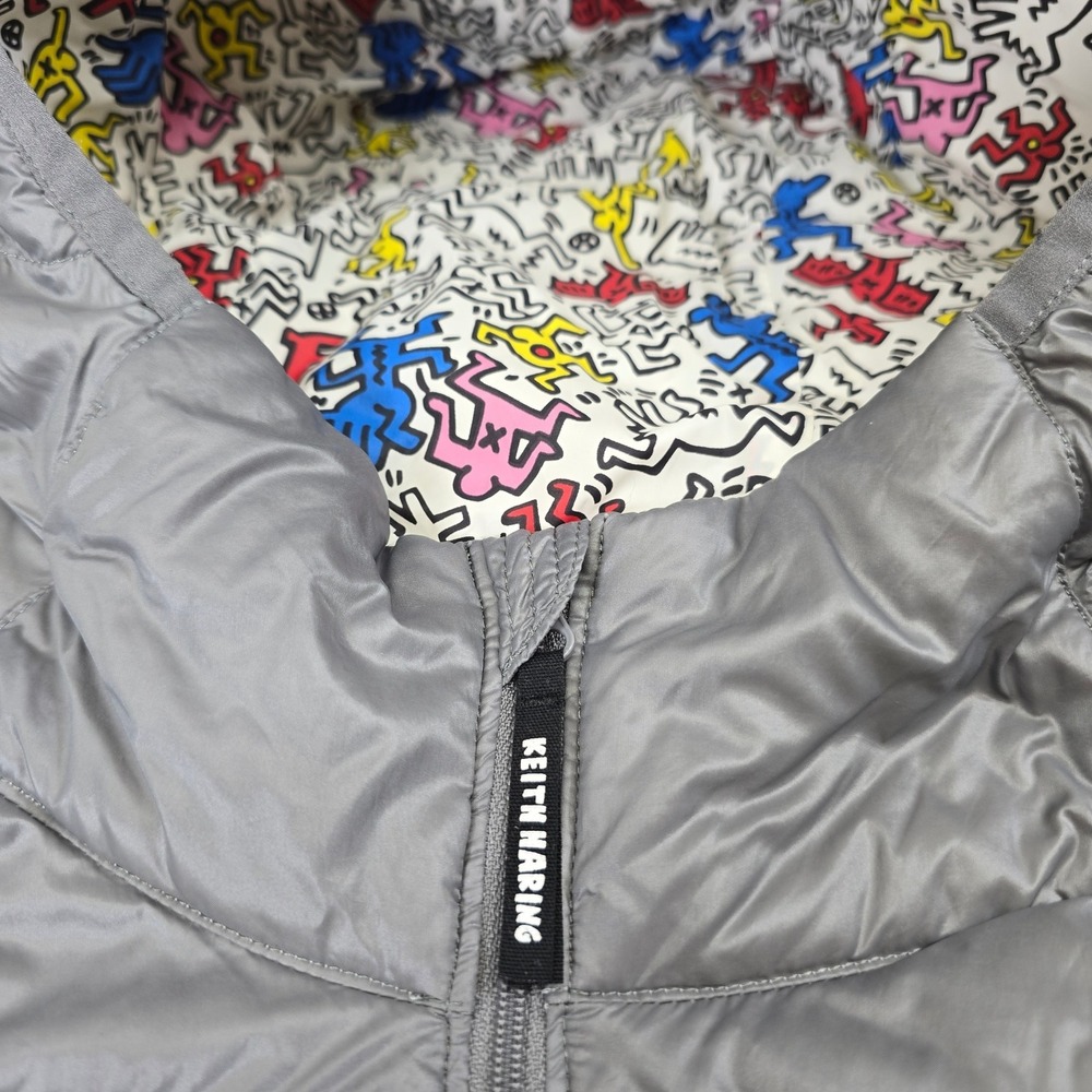 Uniqlo MoMA Keith Haring Silver Puffer Jacket Down Hooded 2014 Special Edition 8 - Picture 10 of 13